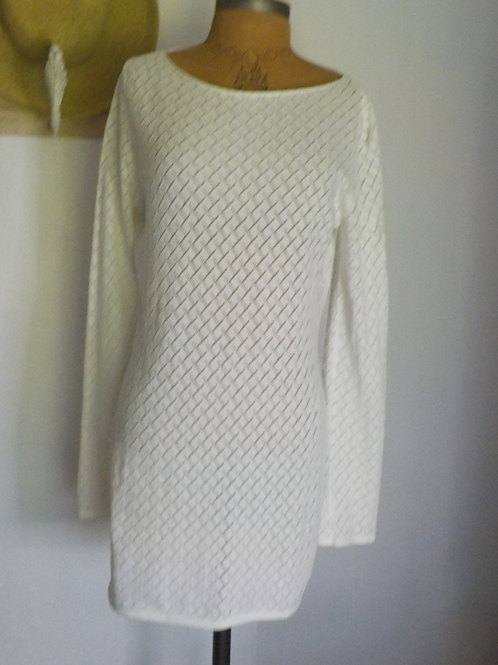 CREAM KNIT MINI DRESS/BEACH COVER-UP/TUNIC